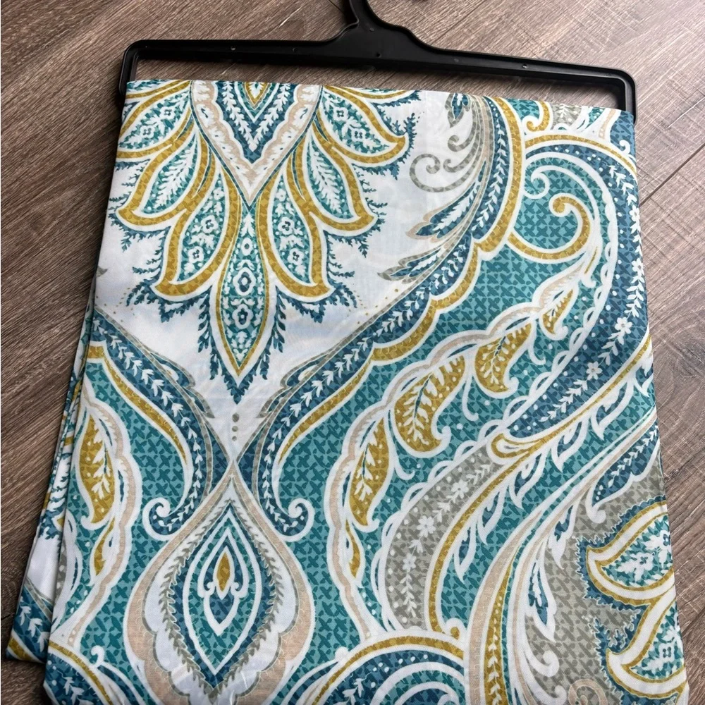 Paisley Print Shower Curtain in Teal and Gold
